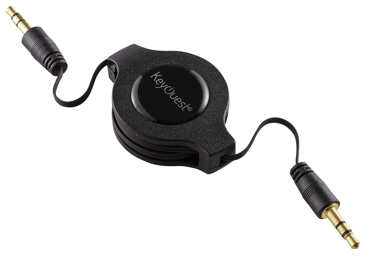 Câble audio Jack rétractable noir KeyOuest